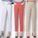 2024 Spring and Summer High Waist Nine-Point Pants Women's Middle-aged and Elderly Casual Pants Mom's Large Size Stretch Straight Pants Women's Trousers