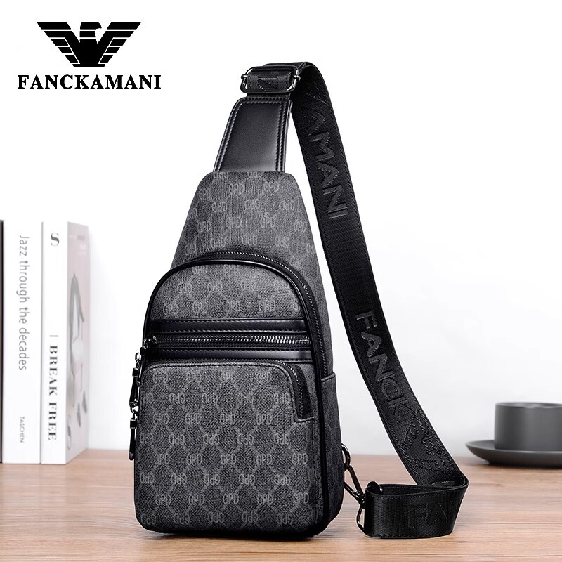 Kerry Armani Light Luxury Men's Chest Bag, Shoulder Bag, Crossbody Bag, Plaid Backpack, Men's Bag, Waist Bag, Casual Men's Bag, Trendy