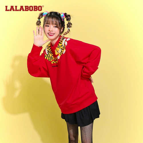 Lalabobo Новый год Dragon Red American Fashion Cute Age Reducting Pulover Whothirt Women Женщины | L22A-WSTS25
