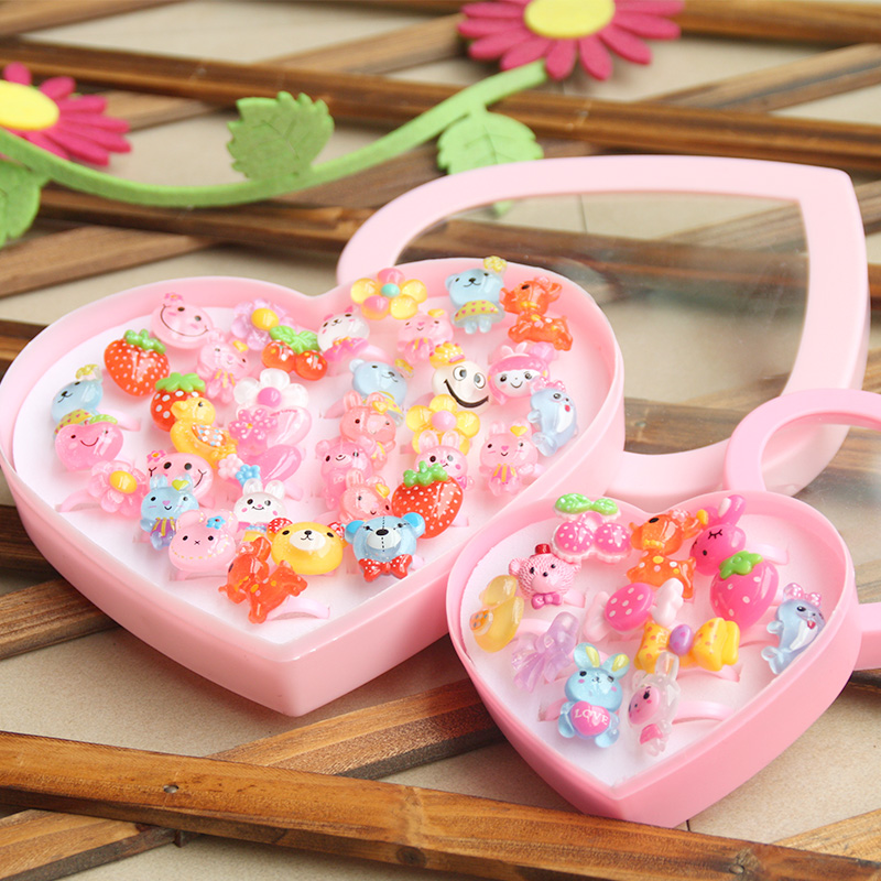South Korea Cute Children's Ring Ornament Princess Cartoon Small Ring Box Little Girl Head Accessories Gift Sugar Fruit Color
