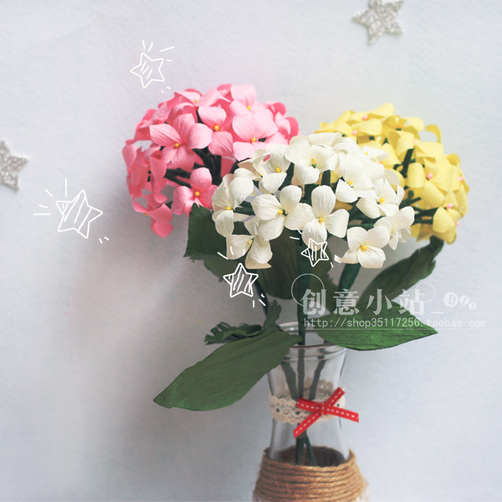 Thanksgiving Teacher's Day gift crepe paper flower handmade diy material wrapping paper rattan flower bottle drawing American hydrangea