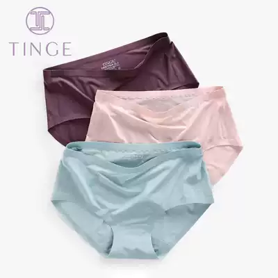 4 Unscented Ice Silk feel four corner underwear women 100% cotton crotch sexy middle low waist one piece triangular trousers