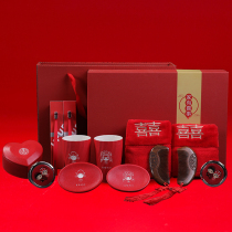 Newly married red wash cup set combination wedding mouthwash Cup couple pair Tooth Cup ceramic cylinder wedding dowry