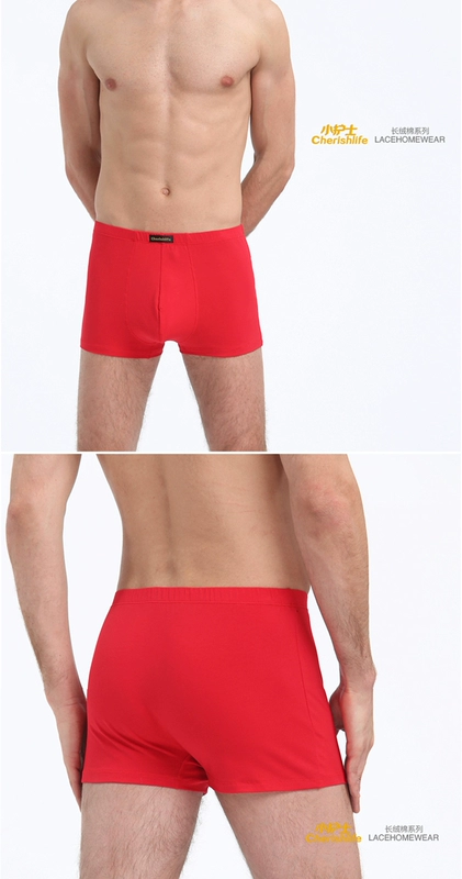 Quần lót nam y tá nhỏ 95% cotton boxer quần sịp vuông quần đùi chữ U lồi 3D túi quần đùi boxer lưng cao lưng trung - Nam giới