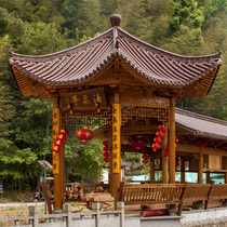 Solid wood outdoor cool pavilions Carbonated Embalming Wood Patio Antique Pavilions Ancient built landscaped wood Wood Carved wooden house Promenade