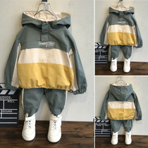 Childrens clothing boy spring and autumn suit 2021 new foreign style baby handsome boy clothes childrens autumn two-piece tide