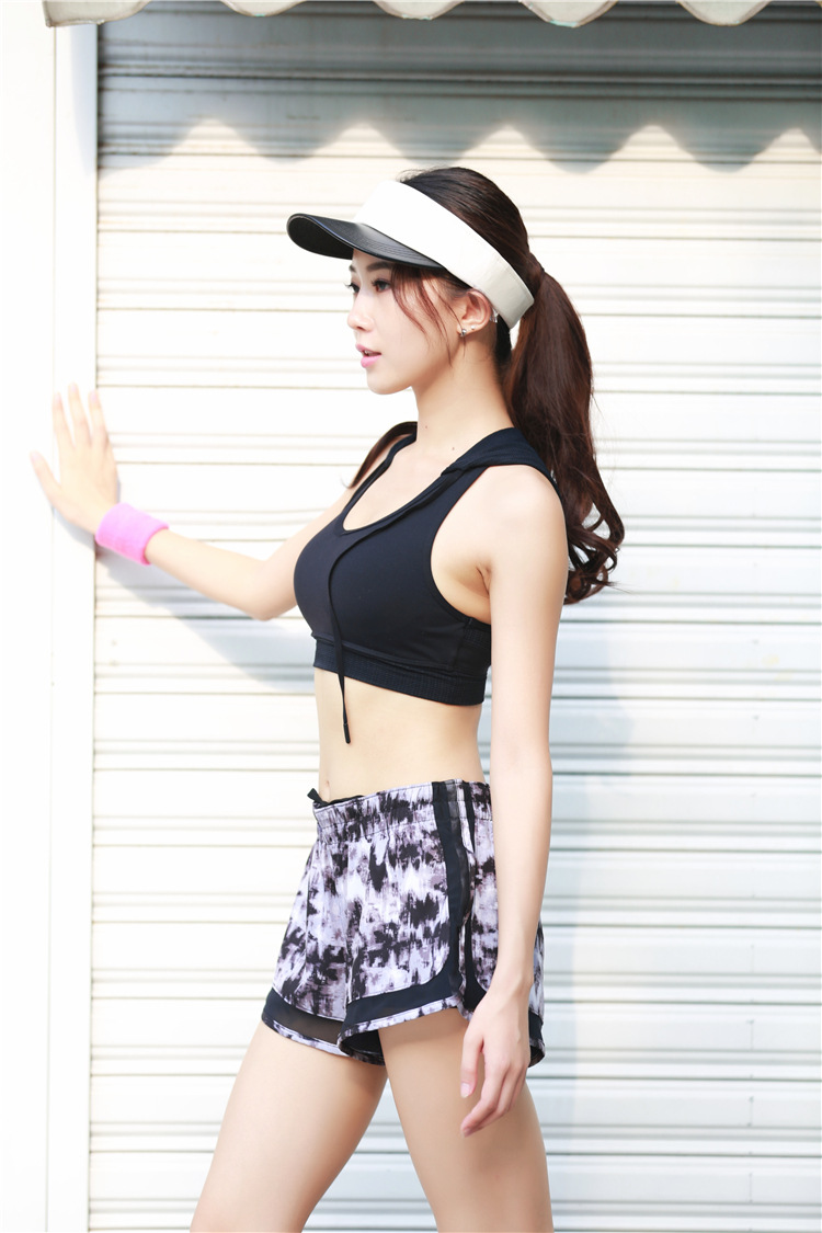 Quần short thể thao nữ nhanh khô chính tả sợi thoáng khí chạy quần short chống ánh sáng với lót phần mỏng thể dục nhịp điệu lỏng quần bó sát quần thể thao nam dài