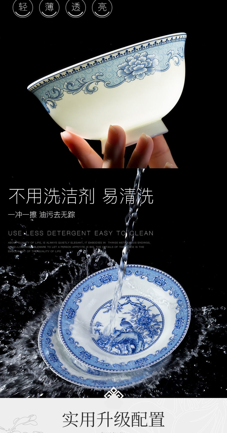 Blue and white porcelain tableware suit ipads clearance touch base 】 【 household jingdezhen ceramic plate combination dishes dishes