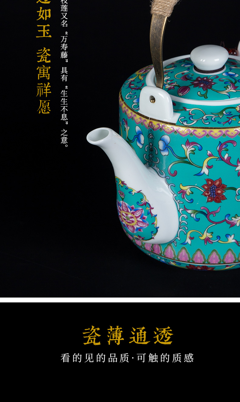 Cool ceramic kettle household of Chinese style old antique teapot high - temperature large capacity of the teapot colored enamel kettle