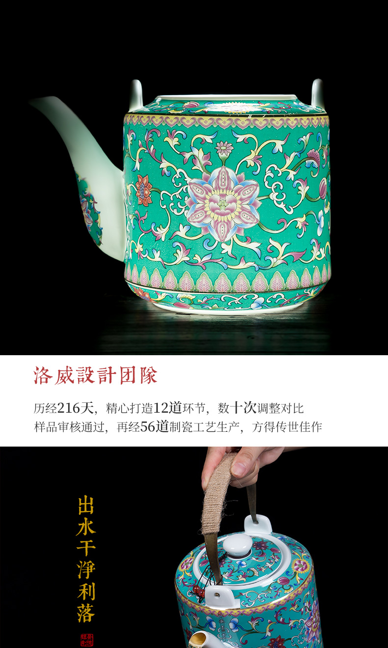 Cool ceramic kettle household of Chinese style old antique teapot high - temperature large capacity of the teapot colored enamel kettle