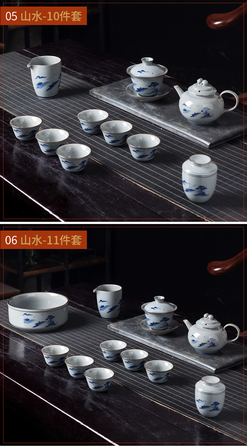 Elder brother up kung fu tea set suit household receives a visitor contracted tea teapot teacup tureen small sets of jingdezhen ceramics