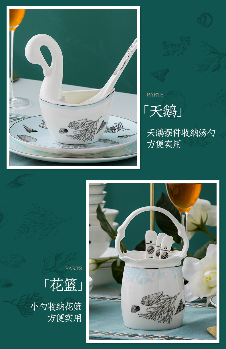 Blower, the dishes suit the new Chinese style household bowls of ipads plate of jingdezhen ceramic bowl chopsticks combination housewarming gifts tableware