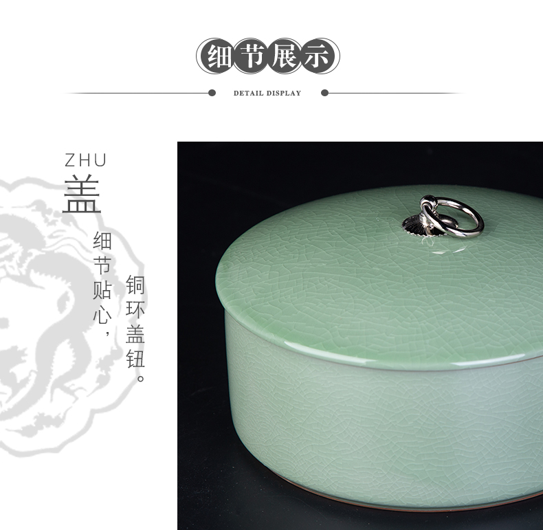 Large caddy fixings jingdezhen ceramic seal pot Large capacity storage jar your up boutique high - end tea cake tin