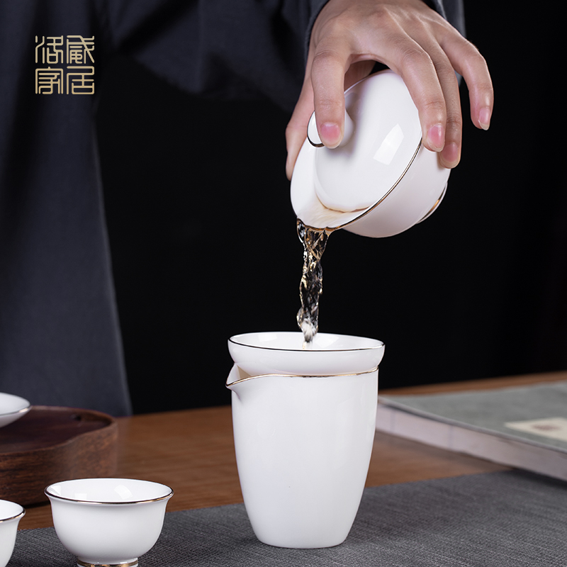 Blower, jingdezhen ceramic tureen fair keller cup high - grade white porcelain tea bowl household kung fu tea set