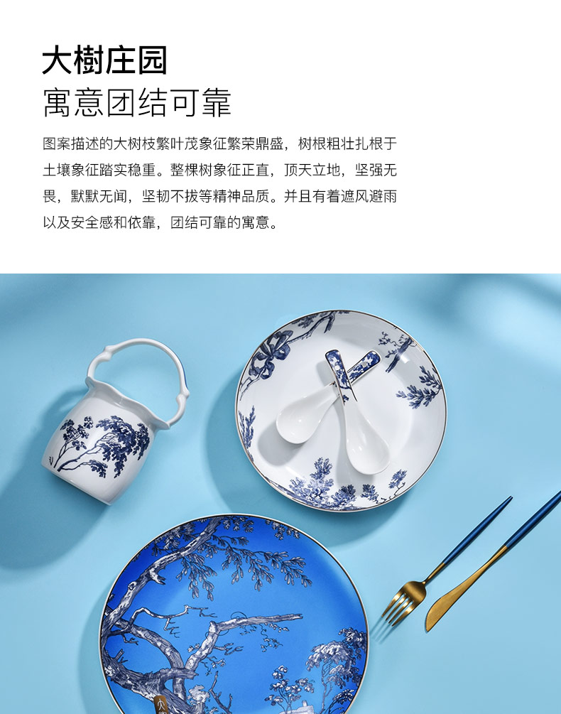 Blower, cutlery set dishes household of Chinese style combination of jingdezhen ceramic bowl chopsticks ipads bowls disc housewarming gift