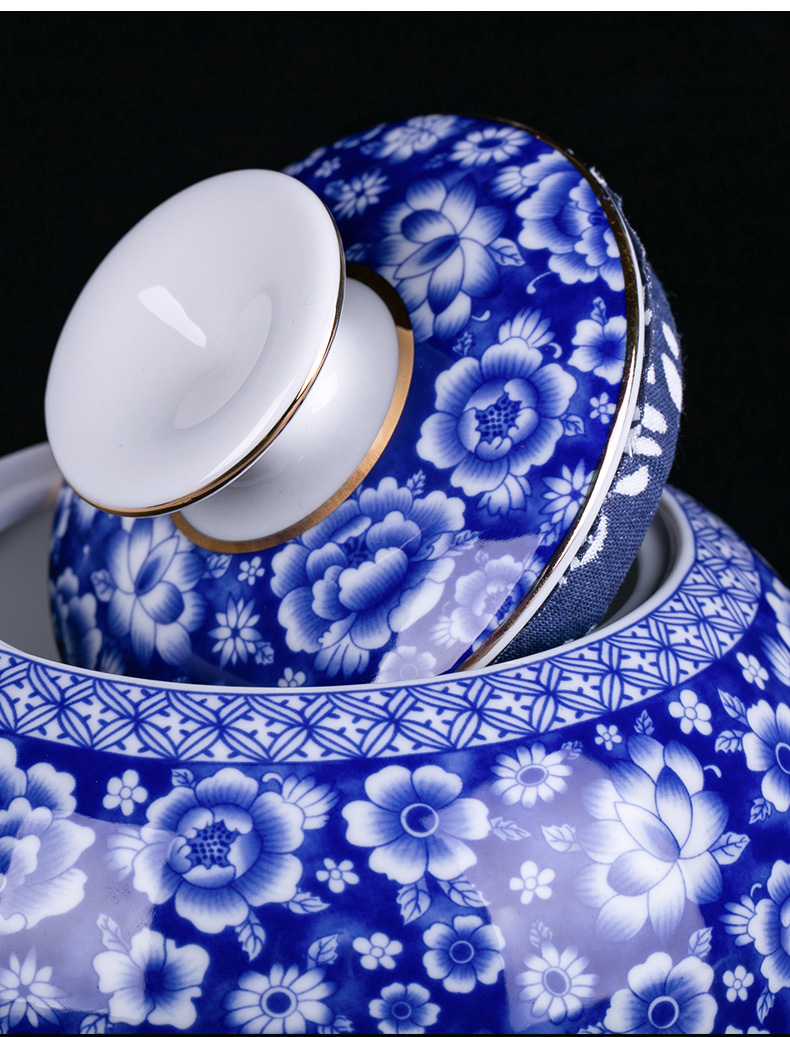 Detong, jingdezhen blue and white porcelain tea pot seal pot ceramics large heavy large household store tea pot