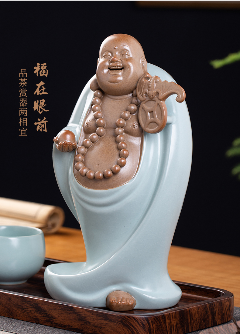 Your up furnishing articles pet boutique tea can keep ceramic tea set tea table decoration creative play, the young monk zen tea tea