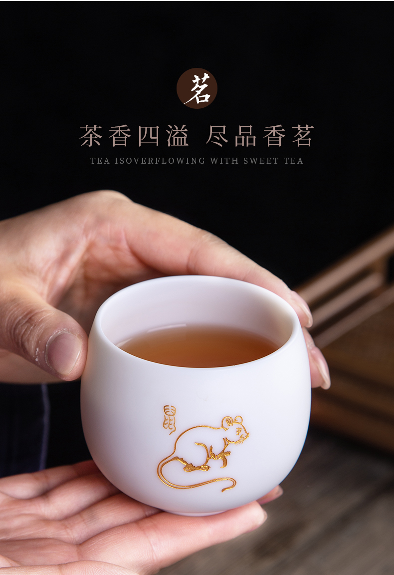 , white porcelain of jingdezhen ceramic cups kung fu tea set a single small sample tea cup suet jade master cup single CPU