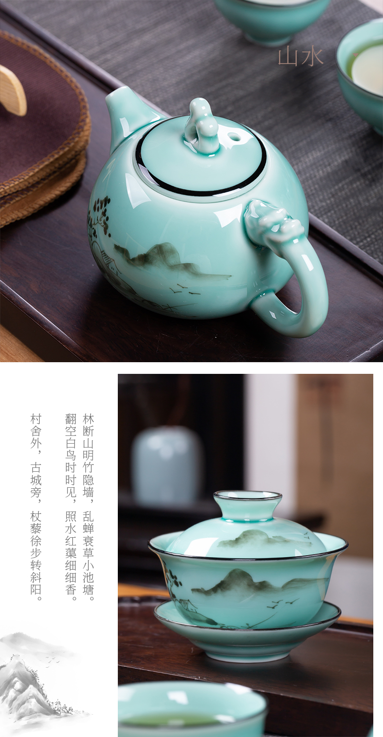 Clearance!!!!!! Kung fu tea set a complete set of jingdezhen ceramic household contracted hand - made teapot teacup high - grade gifts