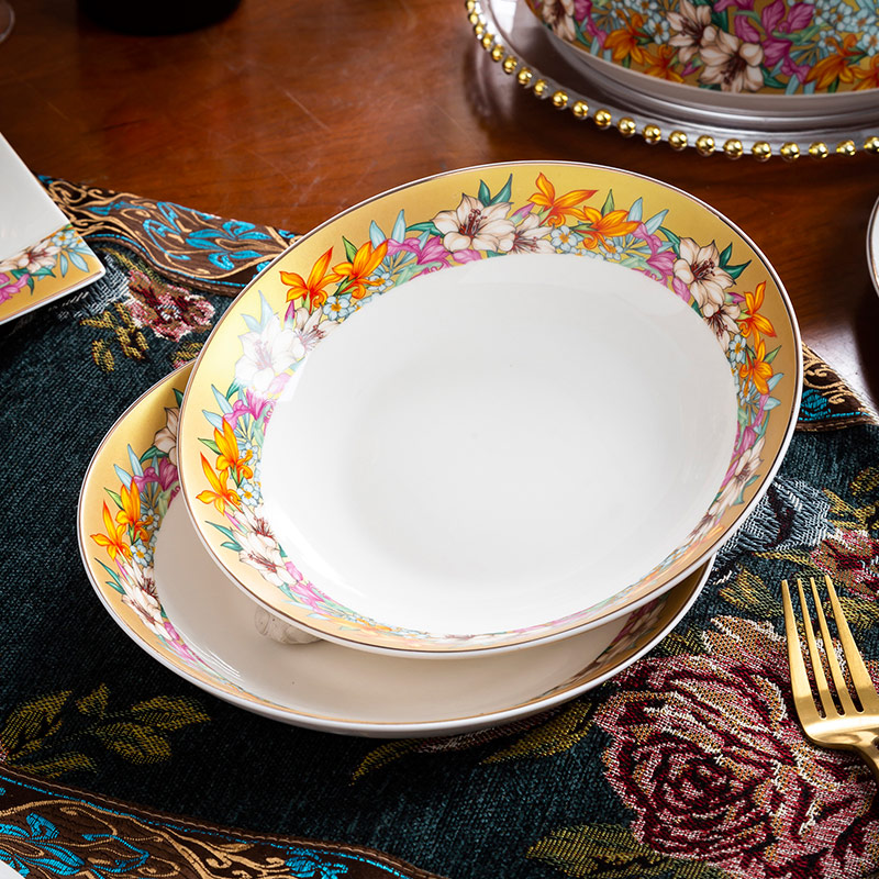 The dishes suit household light key-2 luxury Chinese jingdezhen porcelain ipads contracted wind dishes combination of high - grade housewarming tableware