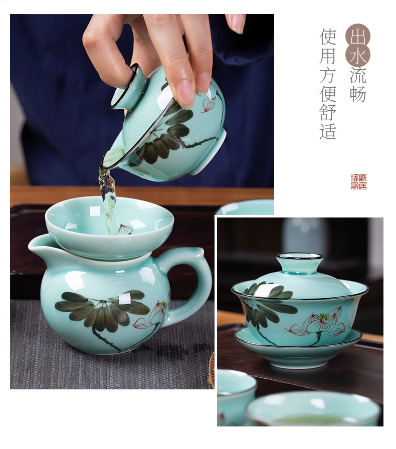 Clearance!!!!!! Kung fu tea set a complete set of jingdezhen ceramic household contracted hand - made teapot teacup high - grade gifts