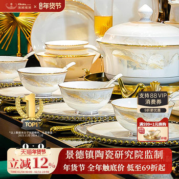 Tableware Set for Home Use 2025 New Model High-Value Bowls and Plates Set for Home Use Housewarming Jingdezhen Ceramic Bowls
