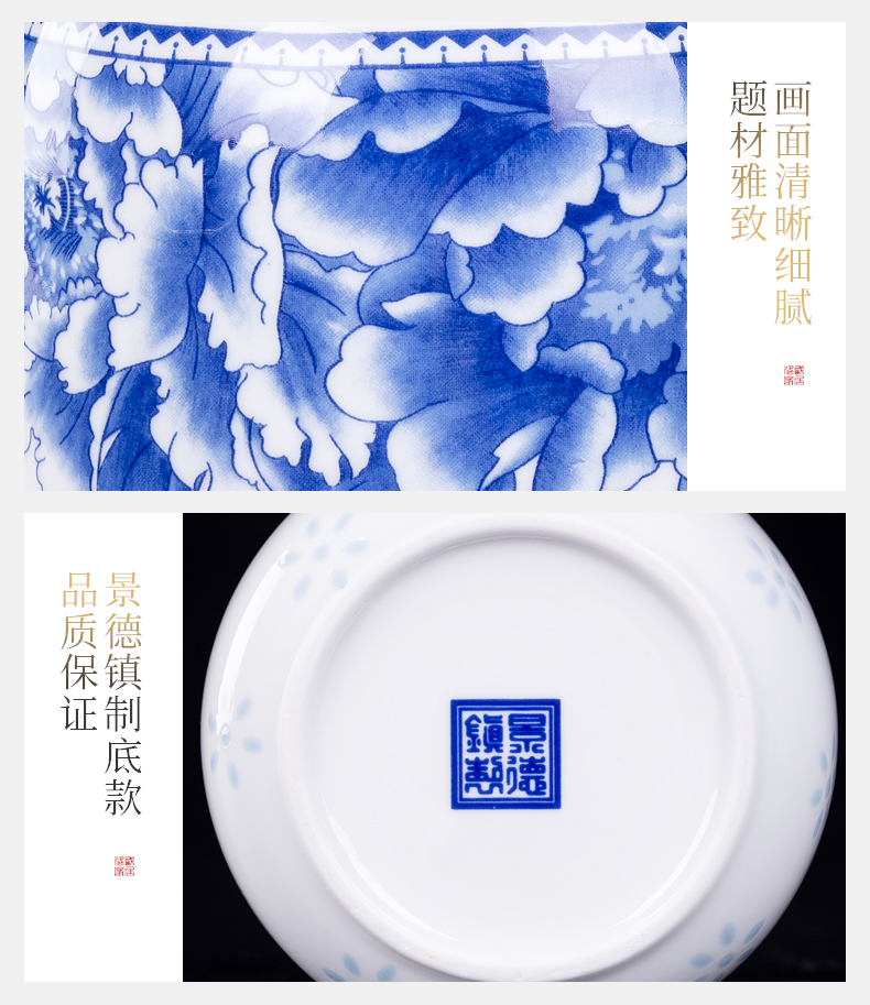 Blue and white porcelain, caddy fixings mini seal pot jingdezhen tea accessories small portable tank tea