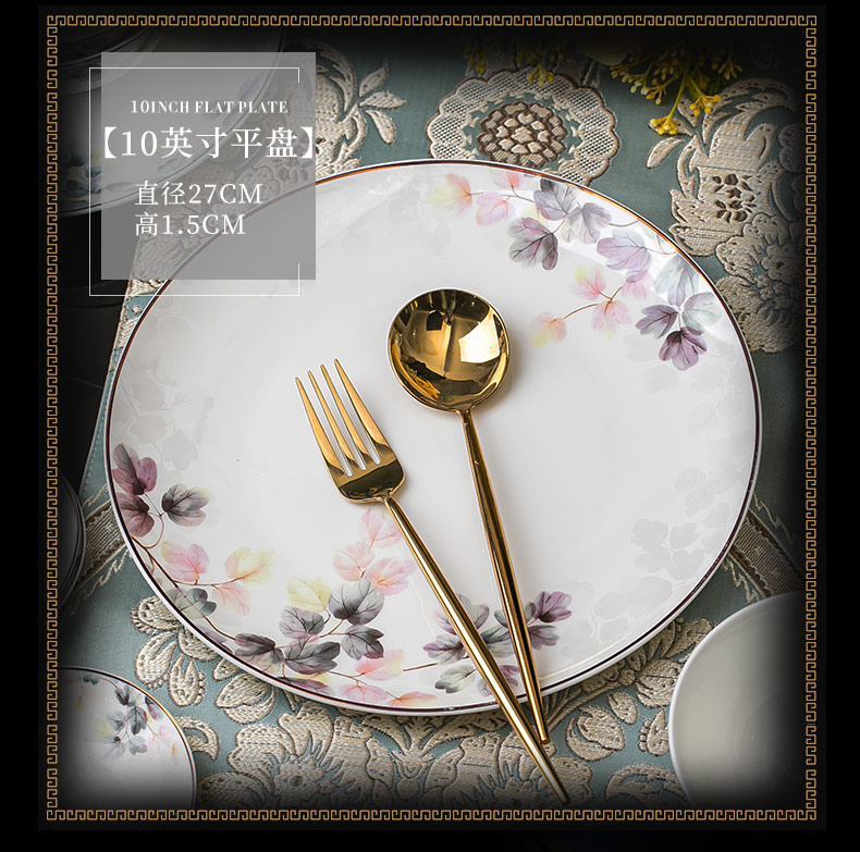 Light key-2 luxury suits for dishes with jingdezhen ceramic tableware ipads bowls up phnom penh dish bowl chopsticks housewarming gift combination