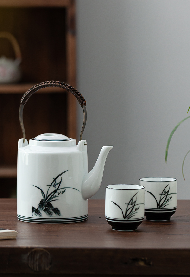 The Teapot, new hand - made orchid ceramic Teapot suit Chinese style style home filtration separation of tea pot