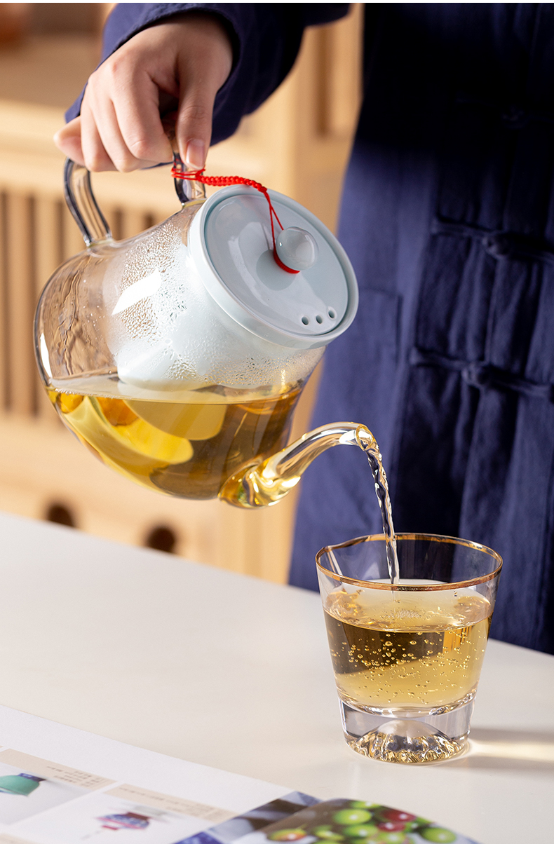 Glass teapot household thickening filtration jingdezhen electric TaoLu boiled tea set high temperature resistant single pot, kettle