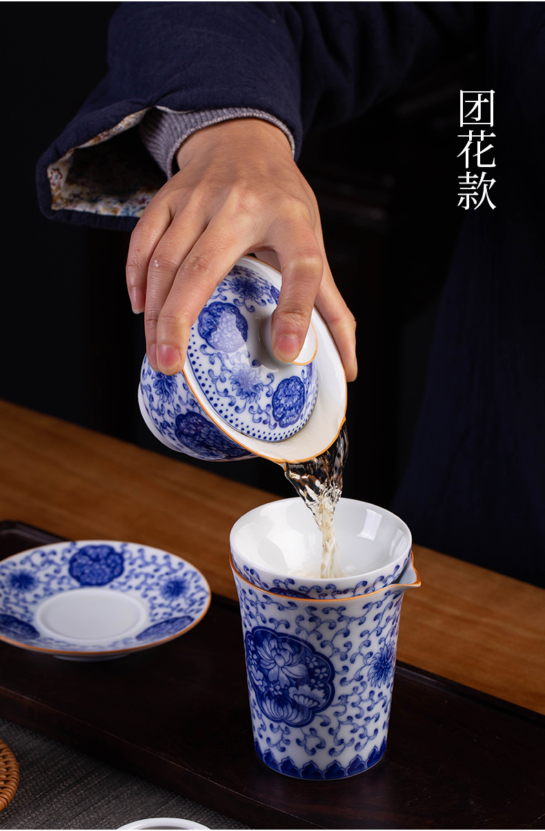 High - grade blue and white porcelain tea set suit household jingdezhen ceramic fair kung fu tea teapot cup of a complete set of tea cups