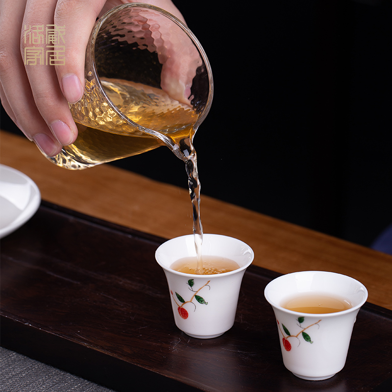 Litchi, tea set suit household jingdezhen ceramic tea tureen small Chinese kungfu tea of a complete set of gift boxes
