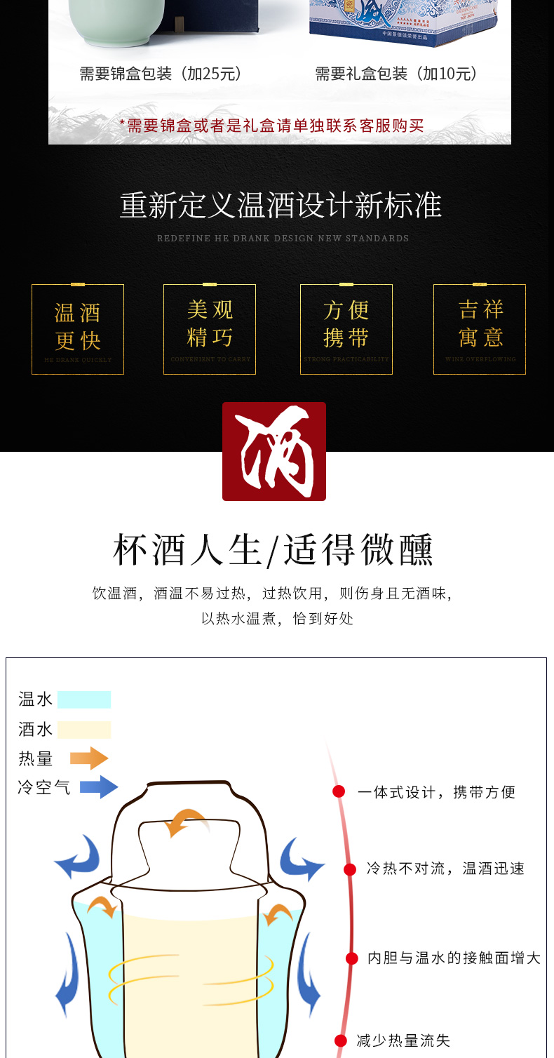 Lo wei wen hip household iron jar of jingdezhen ceramic old wine suits for liquor rice wine wine wine