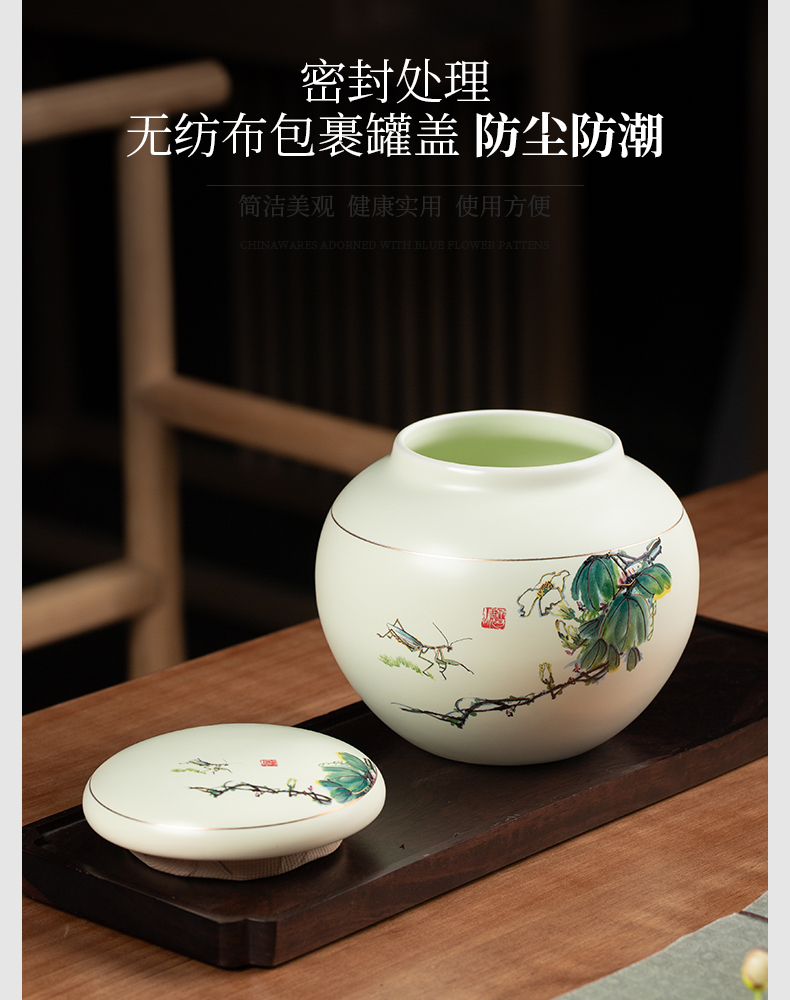 Blower, jingdezhen ceramic tea caddy fixings box of goods can of pu 'er tea pot receives large kung fu tea set