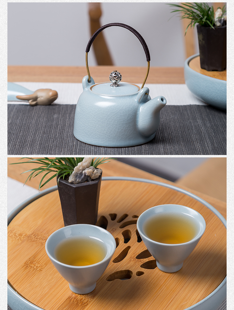 The porcelain tea set home portable travel kung fu tea set your up glaze girder pot teapot tea tray