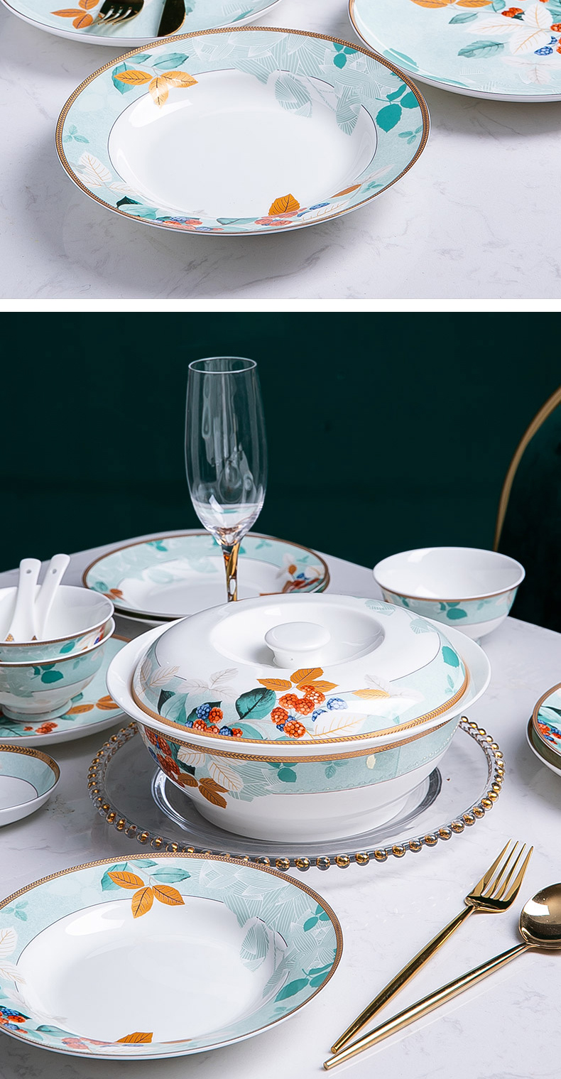 The dishes suit household Chinese jingdezhen ceramic tableware suit individuality creative ceramic dishes chopsticks combination