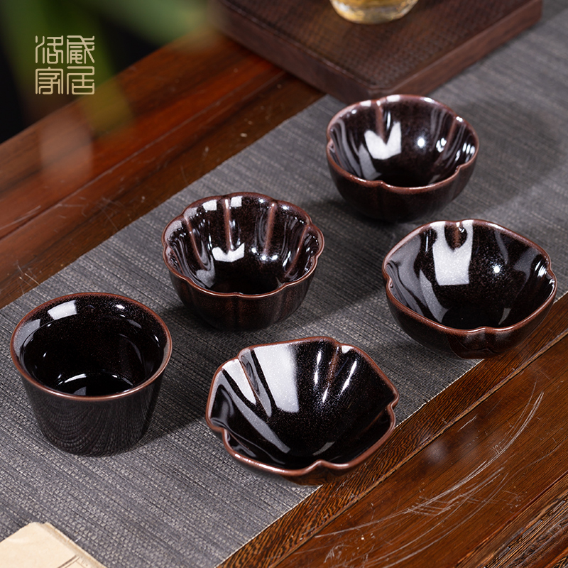 Jizhou up sample tea cup single cup red glaze, jingdezhen household kung fu tea set ceramic bowl cups masters cup