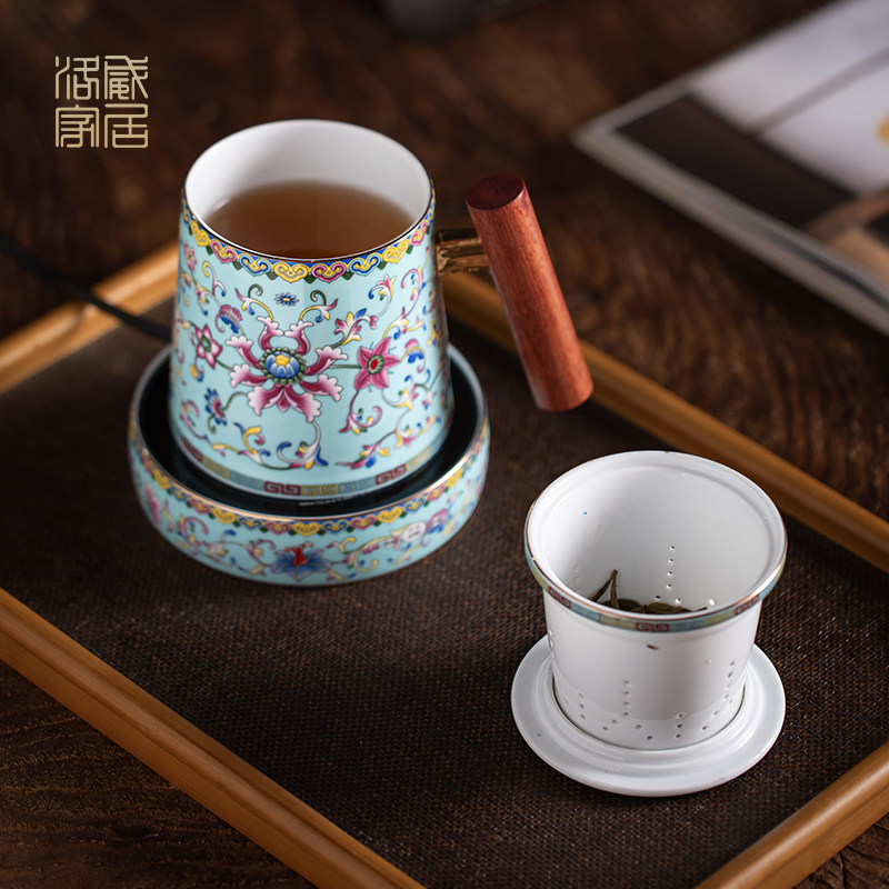 Office of jingdezhen ceramic tea set tea cups to separate Office cup filter tea cup thermostatic mugs