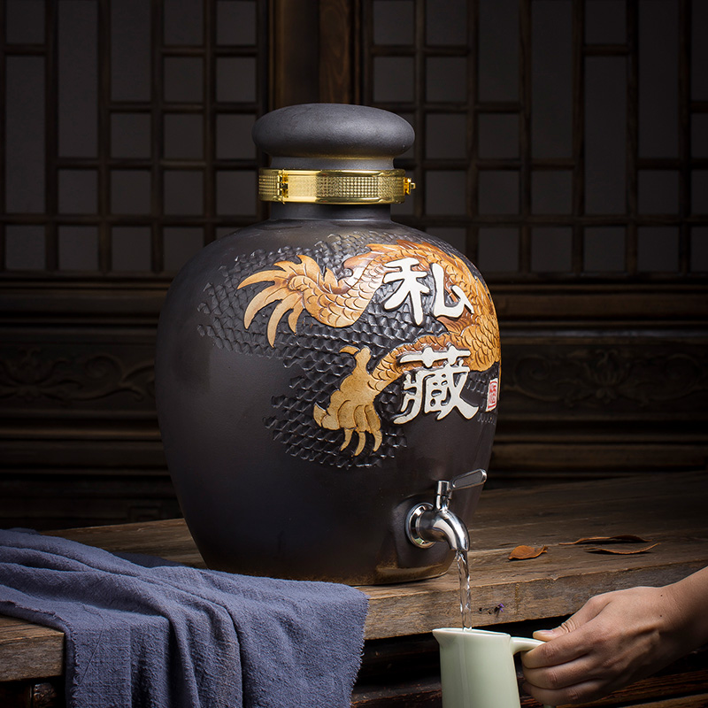 Clearance!!!!!! Ceramic household archaize jingdezhen Ceramic mercifully wine wine jar it 10 jins hip flask bottles with tap