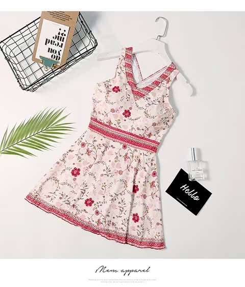 Ngọt ngào một mảnh kiểu váy đôi đồ bơi cao cổ áo bảo thủ che bụng mỏng gió quốc gia nhỏ áo tắm vườn gió - Vài đồ bơi đồ đôi đi biển cho nữ