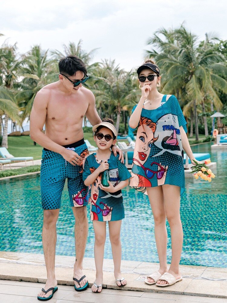 Fans Color Lovers Swimsuit Sports Wind Conservative Vest Bikini Three Sets High Waist Flat Corner Beach Swimsuit Men's Pants