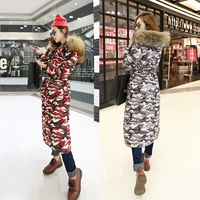 2018 mùa đông mới lông cổ áo cotton phần dài dày xuống bông độn áo khoác cotton mỏng phiên bản Hàn Quốc của áo khoác đầu gối mẫu áo phao đẹp