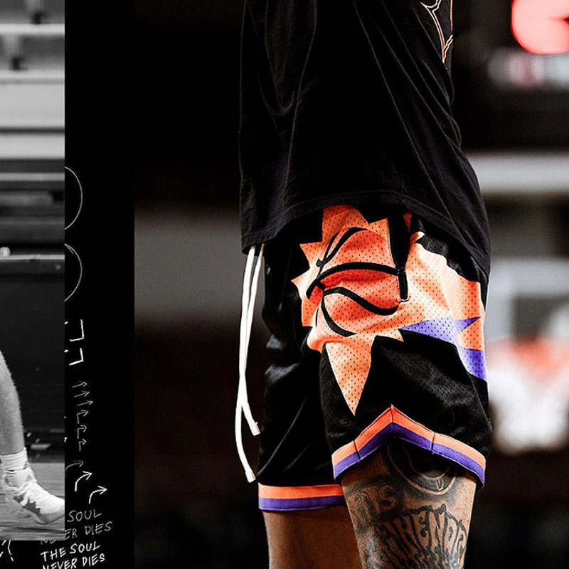 Shorts men's Suns Oubre the same breathable embroidered logo retro sports quarters American basketball pants summer