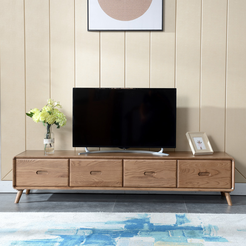 Ash Wood TV cabinet Nordic light luxury living room furniture combination solid wood cabinet door Hall Cabinet TV cabinet log furniture