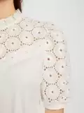 Летняя комфортная хлопковая кружевная футболка, высокий воротник, 4 цветов