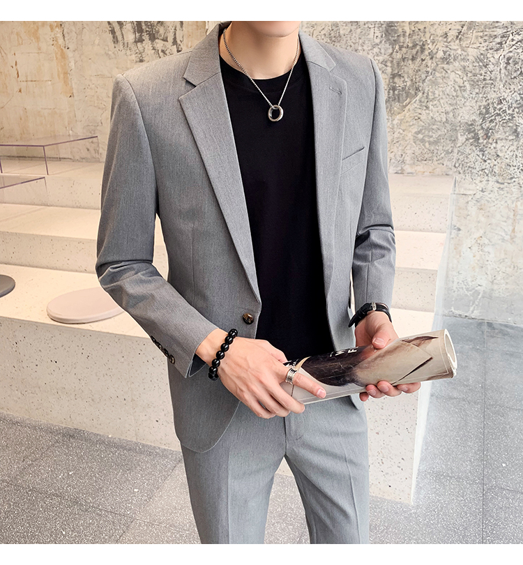2019 thanh niên mới giản dị phù hợp với màu sắc phù hợp với quần yếm nam kinh doanh giản dị Slim Hàn Quốc nhỏ phù hợp - Suit phù hợp bộ vest nam trẻ trung