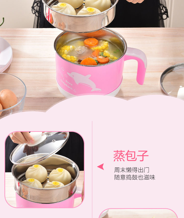 nồi lẩu điện 1 người Trứng hấp cháo luộc trứng nhân tạo đôi máy ăn sáng hộ gia đình nhỏ hấp điện nhỏ trứng 羹 máy tự động tắt nguồn - Nồi trứng noi hap