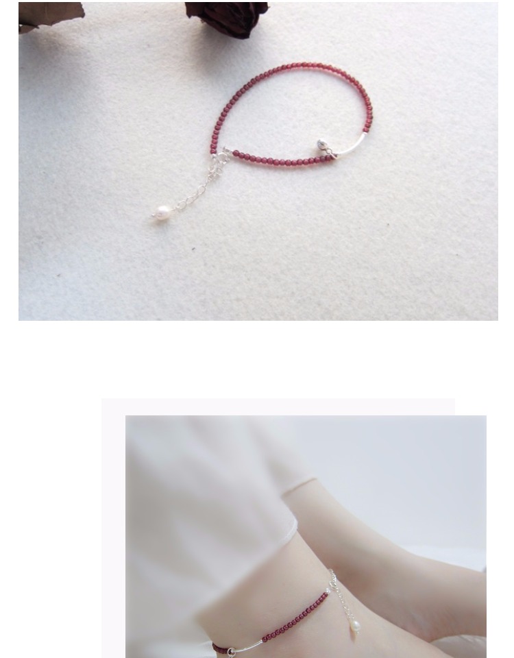 2018 mới vòng chân nữ tính đơn giản garnet thiết kế ban đầu bạn gái sinh viên cổ chuông bạc chuỗi mắt cá chân - Vòng chân những mẫu lắc chân đẹp nhất