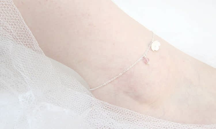 Hoa hậu Xi Anklet nữ sterling bạc Hoa trắng dễ thương ngọt ngào gợi cảm tươi mát sinh viên dâu pha lê lừa chân đào lắc chân nữ vàng đẹp