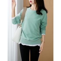 U home solid color long sleeve thin sweatshirt women 2021 Autumn New loose slim age age casual coat coat